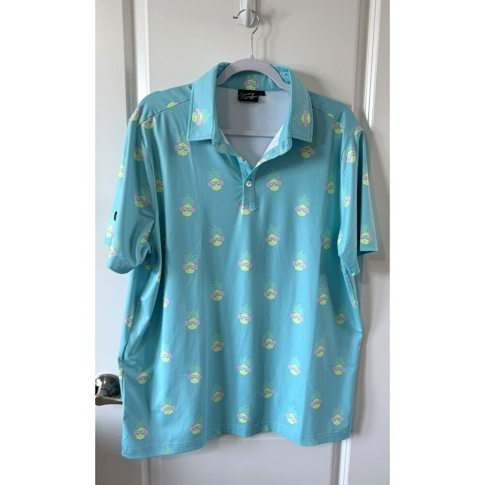 Sunday Swagger Polo Shirt Mens Large Pineapple Golf Performance Stretch NEW